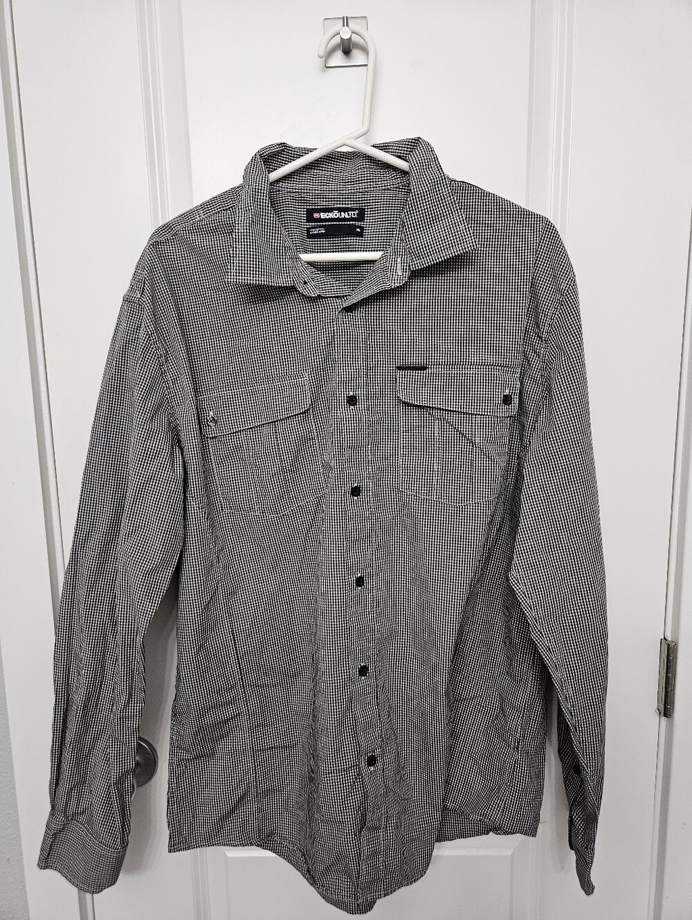 Ecko Unlimited Men's Button-Up Shirt in Black and White Micro-Check XL